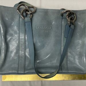 Coach Blue Leather Tote Bag
